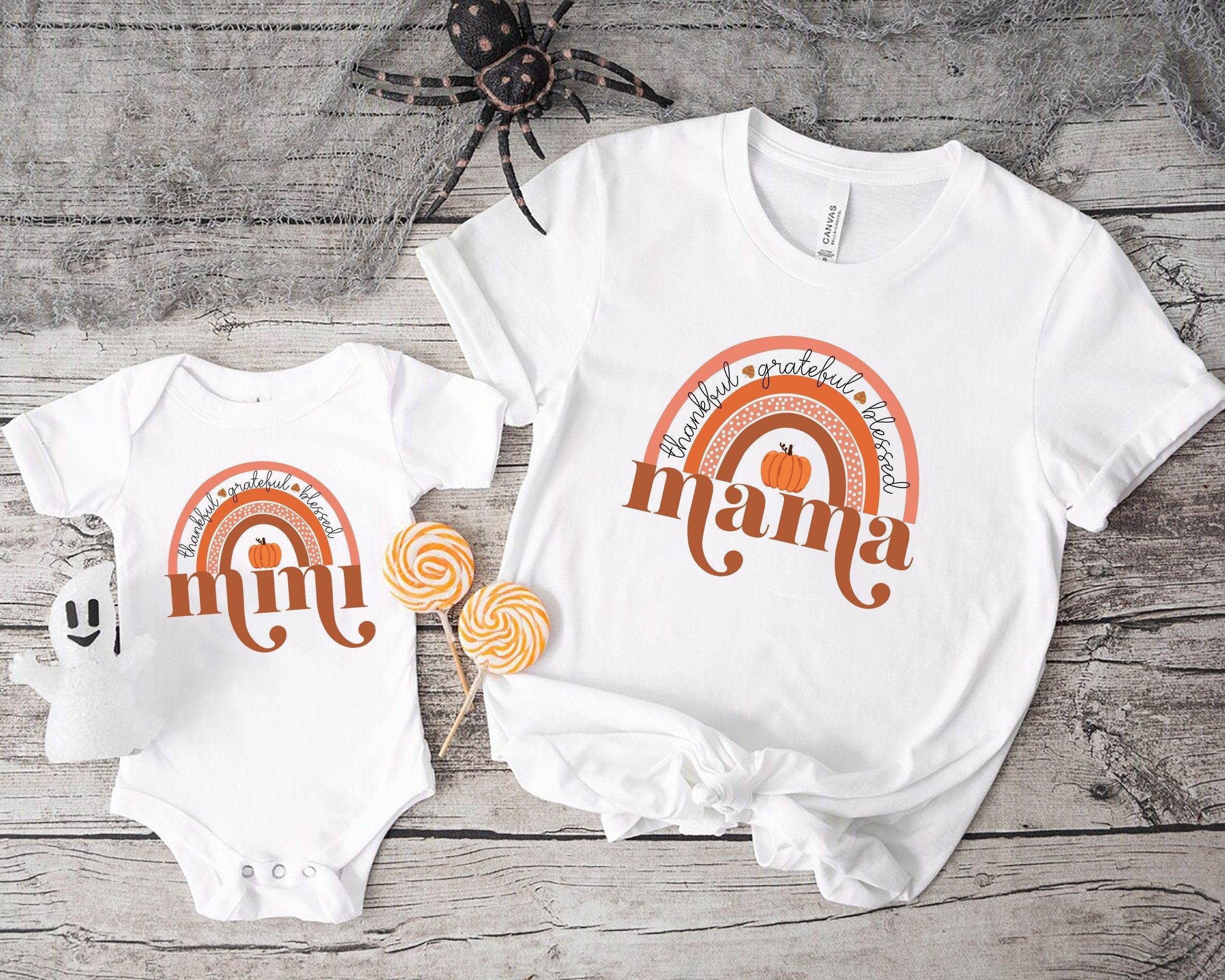 Thanksgiving Mom Baby Shirts, Mama Shirt, Mini Shirt, Thankful Mama, Thankful Mini Shirt, Thanksgiving Mom Gift, Thanksgiving Mommy Me Shirt - Nesta Tees