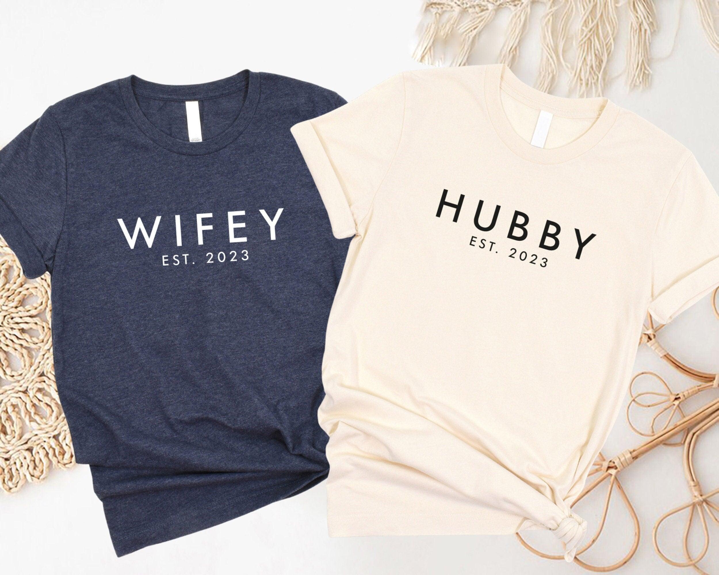 Wifey and Hubby T-Shirt, Honeymoon Shirt, Wedding Anniversary Shirt - Nesta Tees