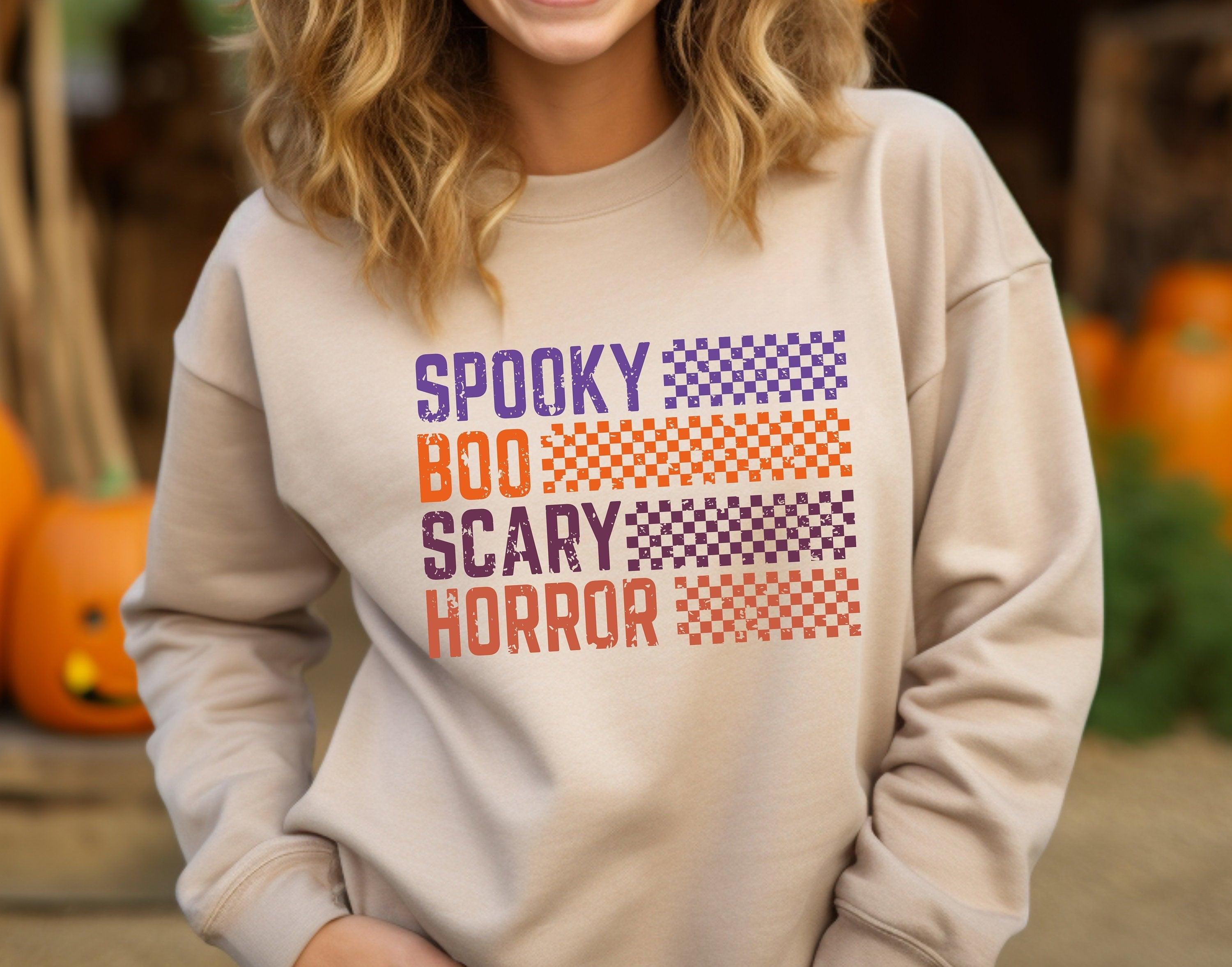 Spooky Boo Scary Horror Sweatshirt, Halloween Sweatshirt, Spooky Season Hoodie, Halloween Party Hoodie, Fall Sweatshirt, Halloween Costume - Nesta Tees