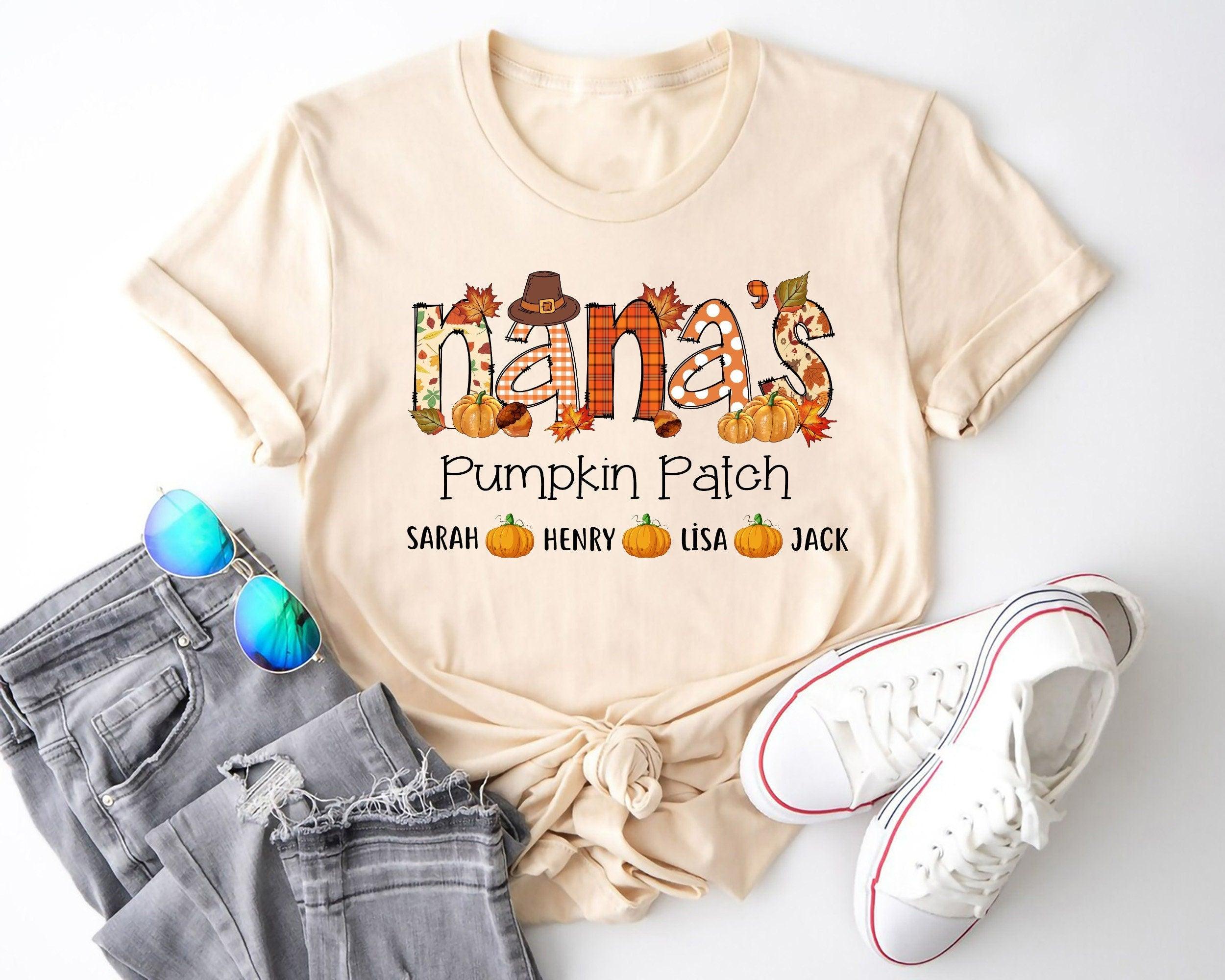 Thanksgiving Nana Shirt, Thankful Grandma Shirt, Thanksgiving Mimi Shirt, Pumpkin Mom Shirt, Custom Grandma Pumpkin Patch Shirt - Nesta Tees